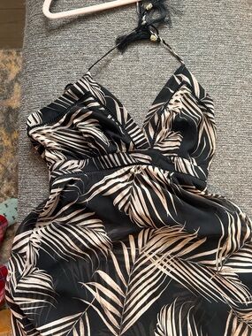 White House Black Market Black and Beige Printed Maxi Dress